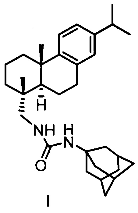 1-Адамантил-3-(((1R,4aS,10aR)-7-изопропил-1,4а-диметил-1,2,3,4,4а,9,10,10а-октагидрофенантрен-1-ил)метил)мочевина, проявляющая ингибирующее действие в отношении фермента тирозил-ДНК-фосфодиэстеразы 1 человека и увеличивающая активность темозоломида в отношении клеток глиобластомы