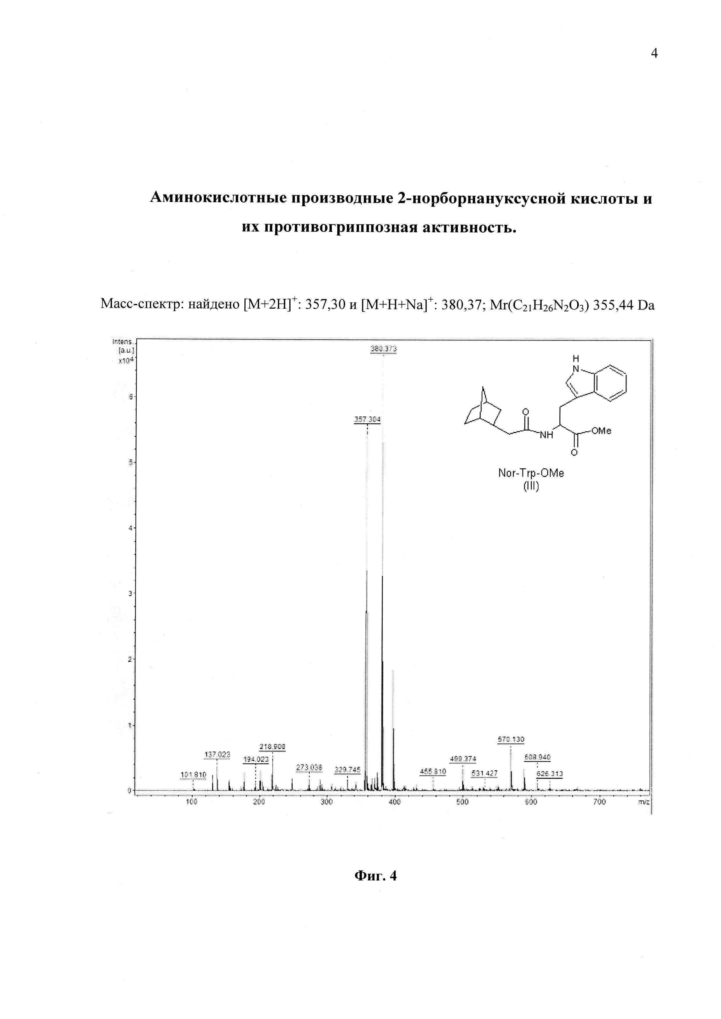 Аминокислотные производные 2-норборнануксусной кислоты и их противогриппозная активность