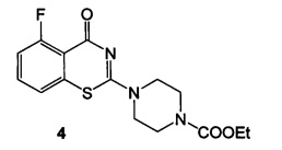 5-Фтор-2-(4-этоксикарбонилпиперазин-1-ил)-1,3-бензотиазин-4-он, обладающий противотуберкулезной активностью