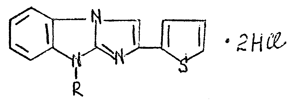Гидрохлориды 2-тиенилзамещенных имидазо[1,2-a]бензимидазола, обладающие антиаритмической активностью
