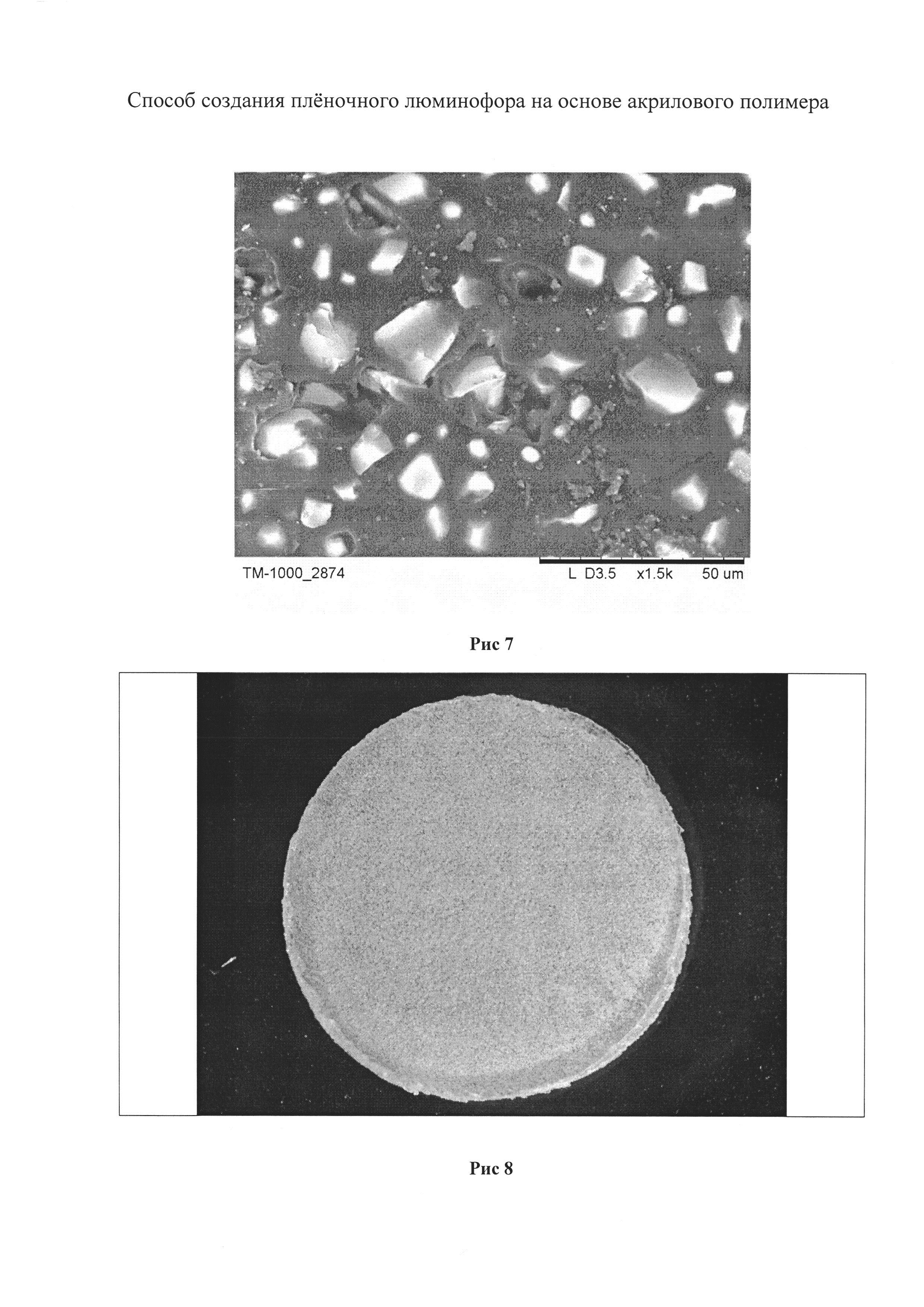 Способ создания плёночного люминофора на основе акрилового полимера
