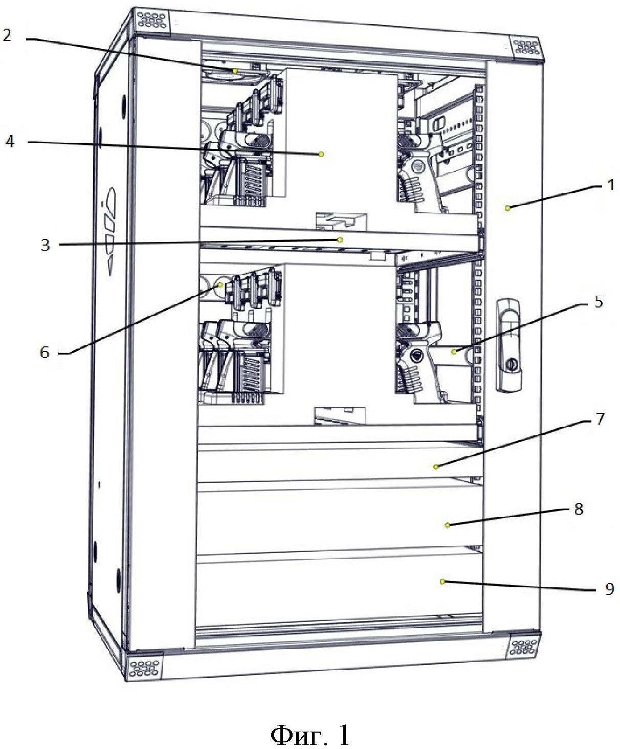 Шкаф для зарядки и хранения многозарядного дистанционно-контактного электрошокового устройства и аксессуаров к нему