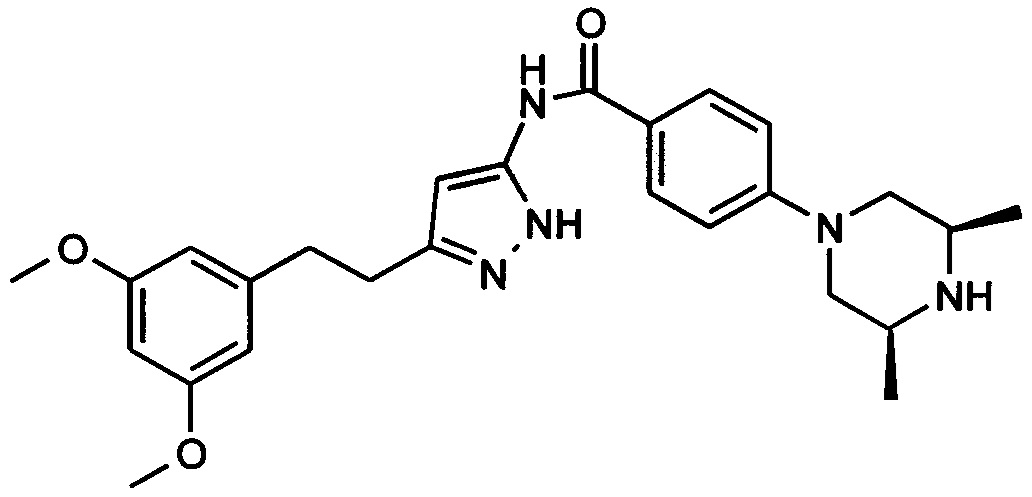 Фармацевтическая композиция N-[5-[2-(3,5-диметоксифенил)этил]-2H-пиразол-3-ил]-4-[(3R,5S)-3,5-диметилпиперазин-1-ил]бензамида