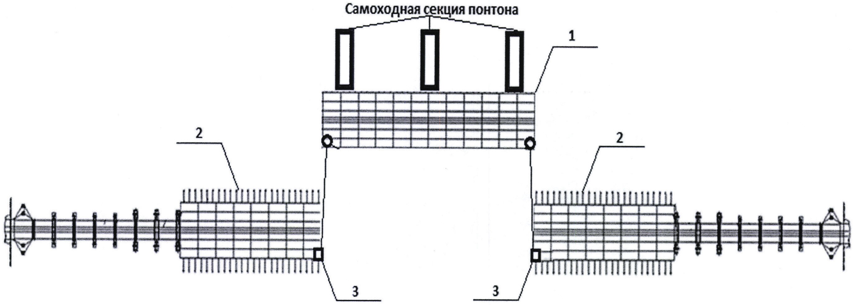 Способ установки выводного парома в линию моста из табельного имущества наплавного железнодорожного моста (НЖМ-56)