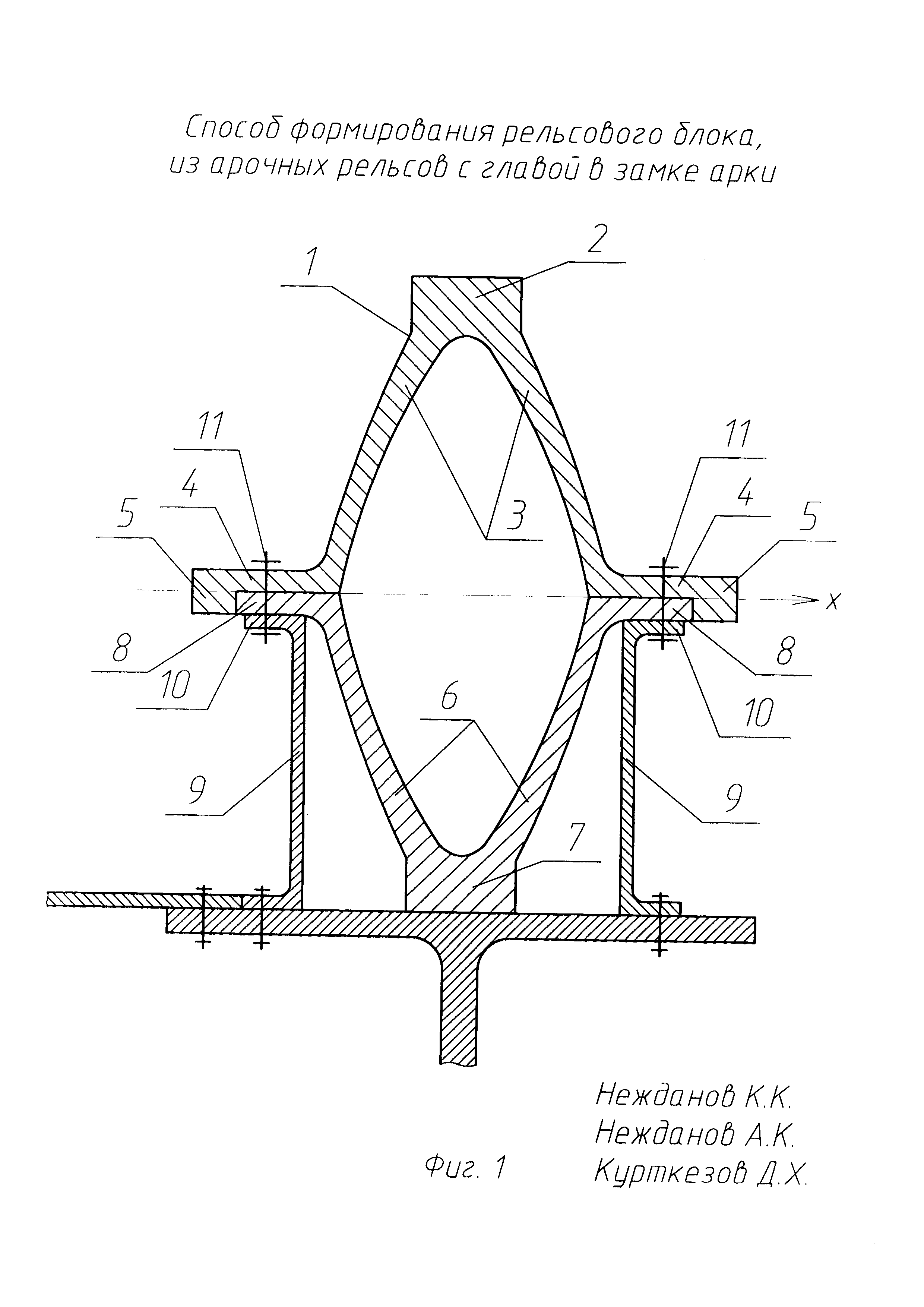 Способ формирования рельсового блока из арочных рельсов с главой в замке арки