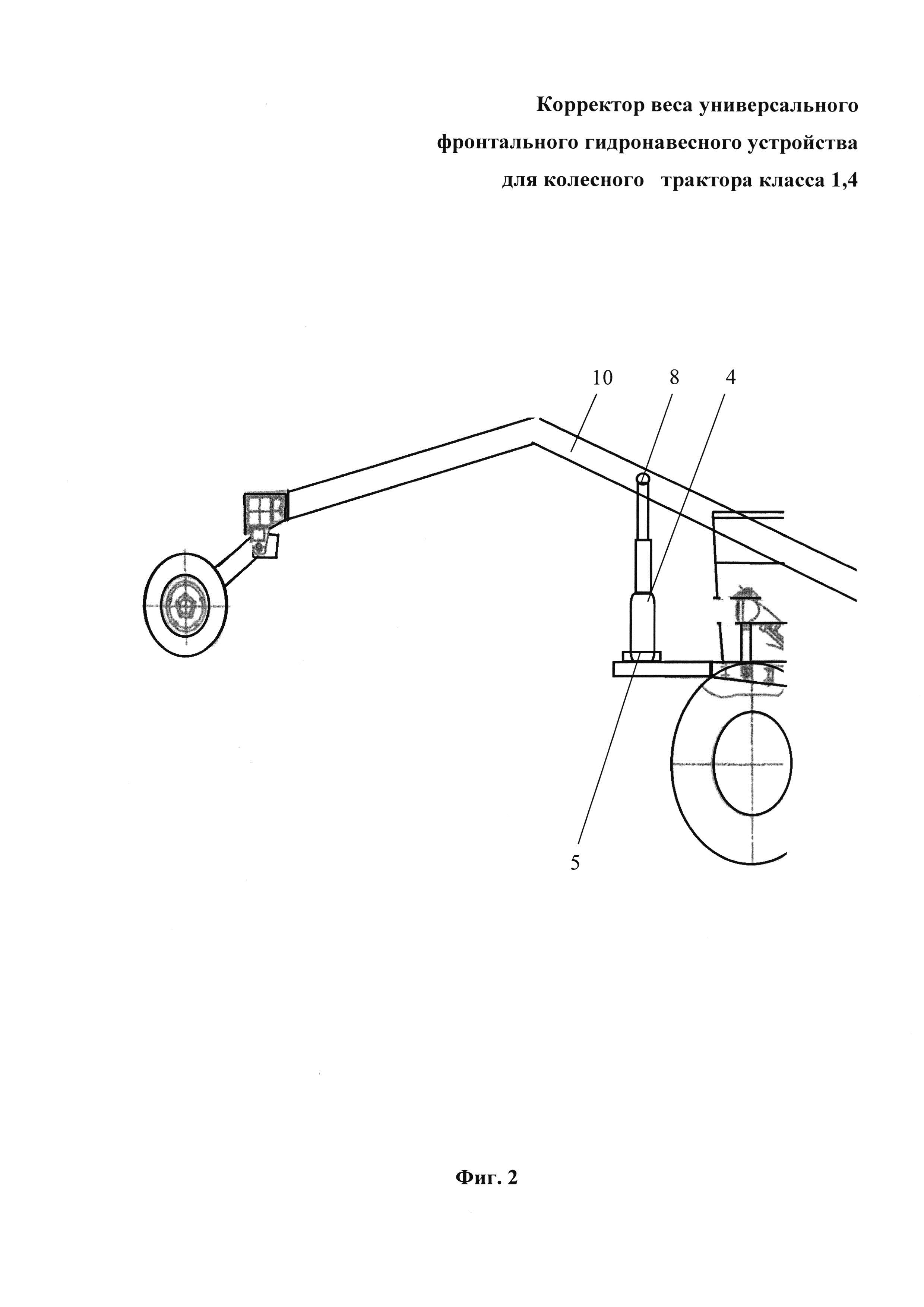Корректор веса универсального фронтального гидронавесного устройства для колесного трактора класса 1,4