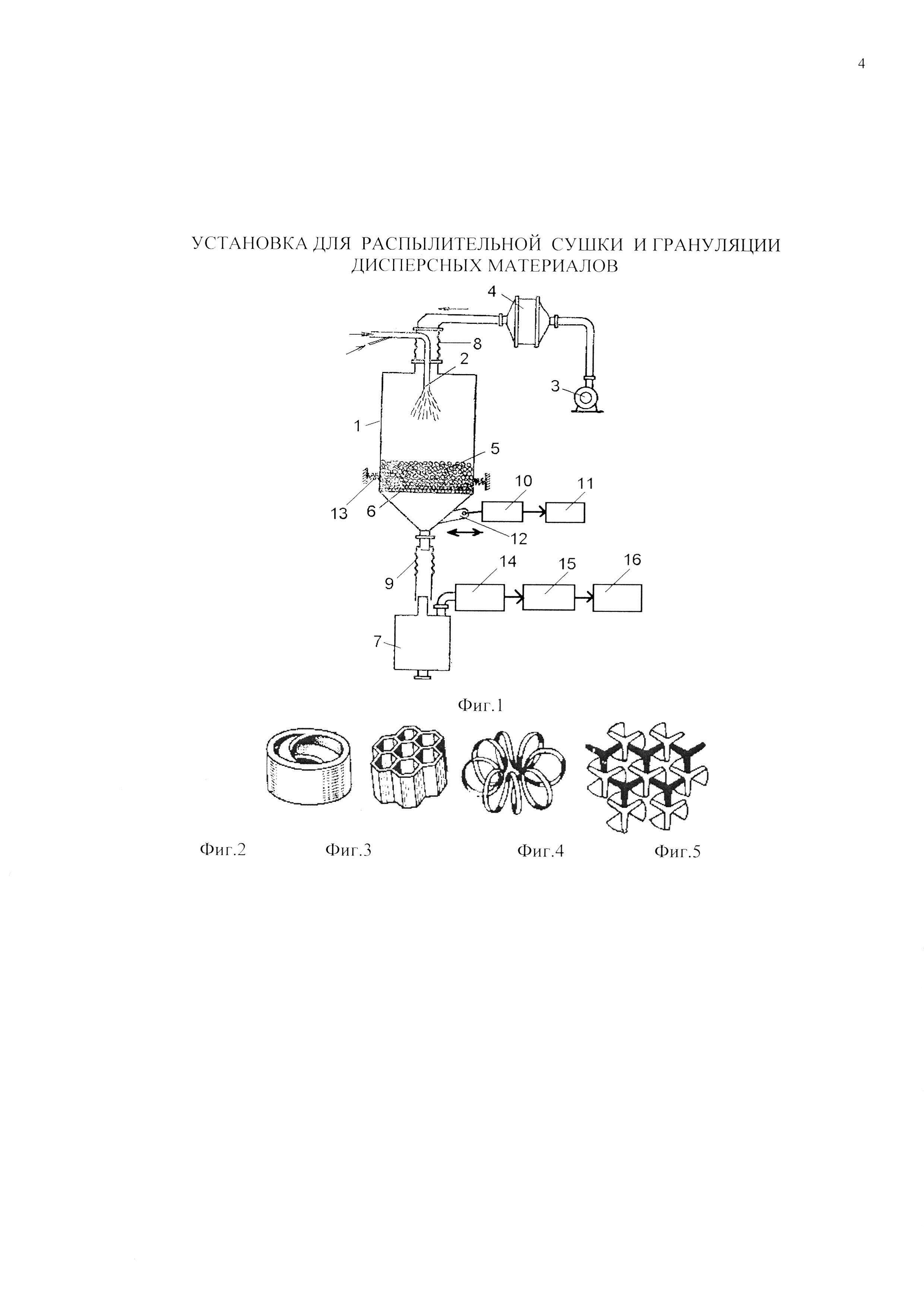 УСТАНОВКА ДЛЯ РАСПЫЛИТЕЛЬНОЙ СУШКИ И ГРАНУЛЯЦИИ ДИСПЕРСНЫХ МАТЕРИАЛОВ