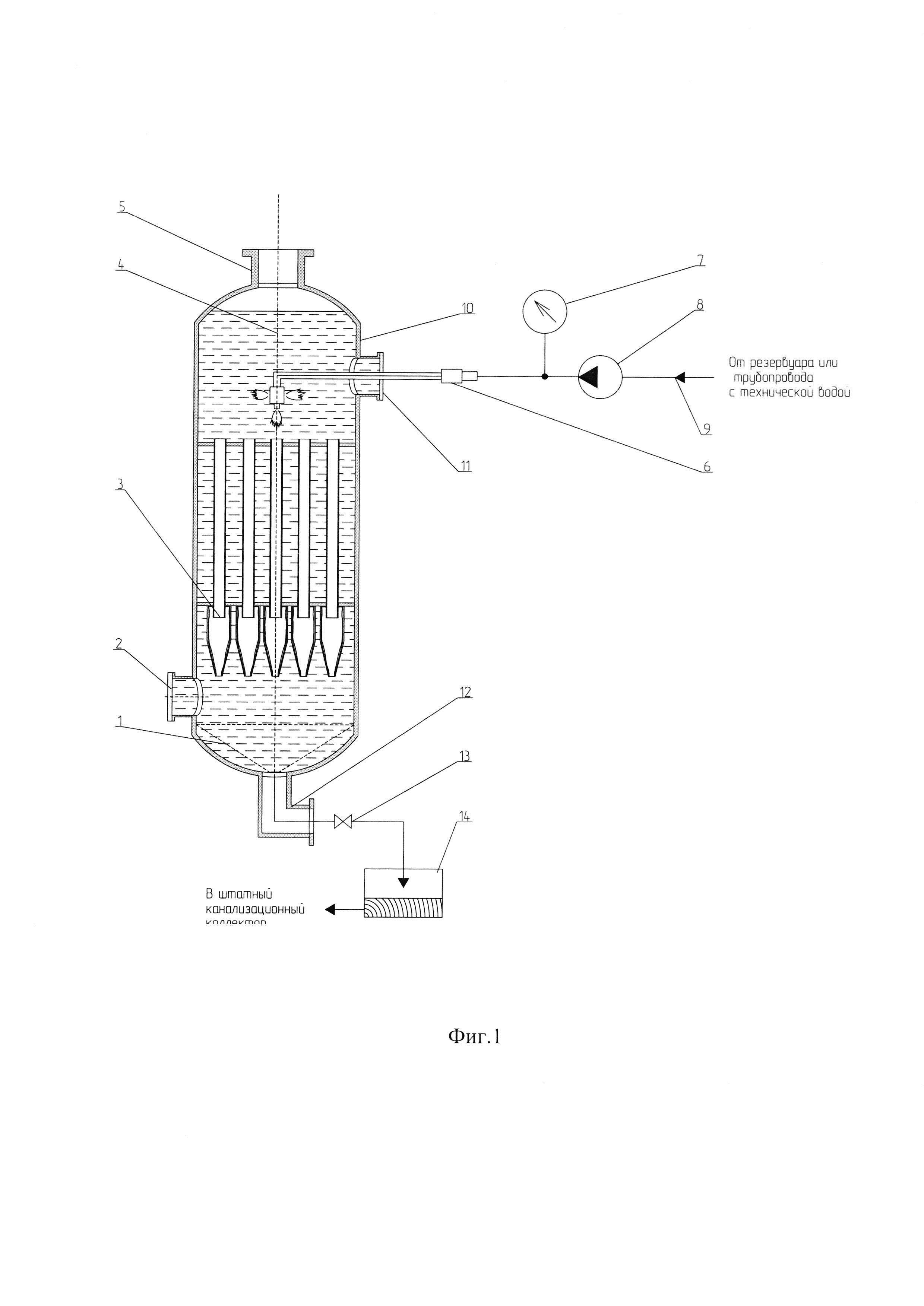 Способ и установка для кавитационно-реагентной очистки внутреннего пространства пылеуловителя мультициклонного типа