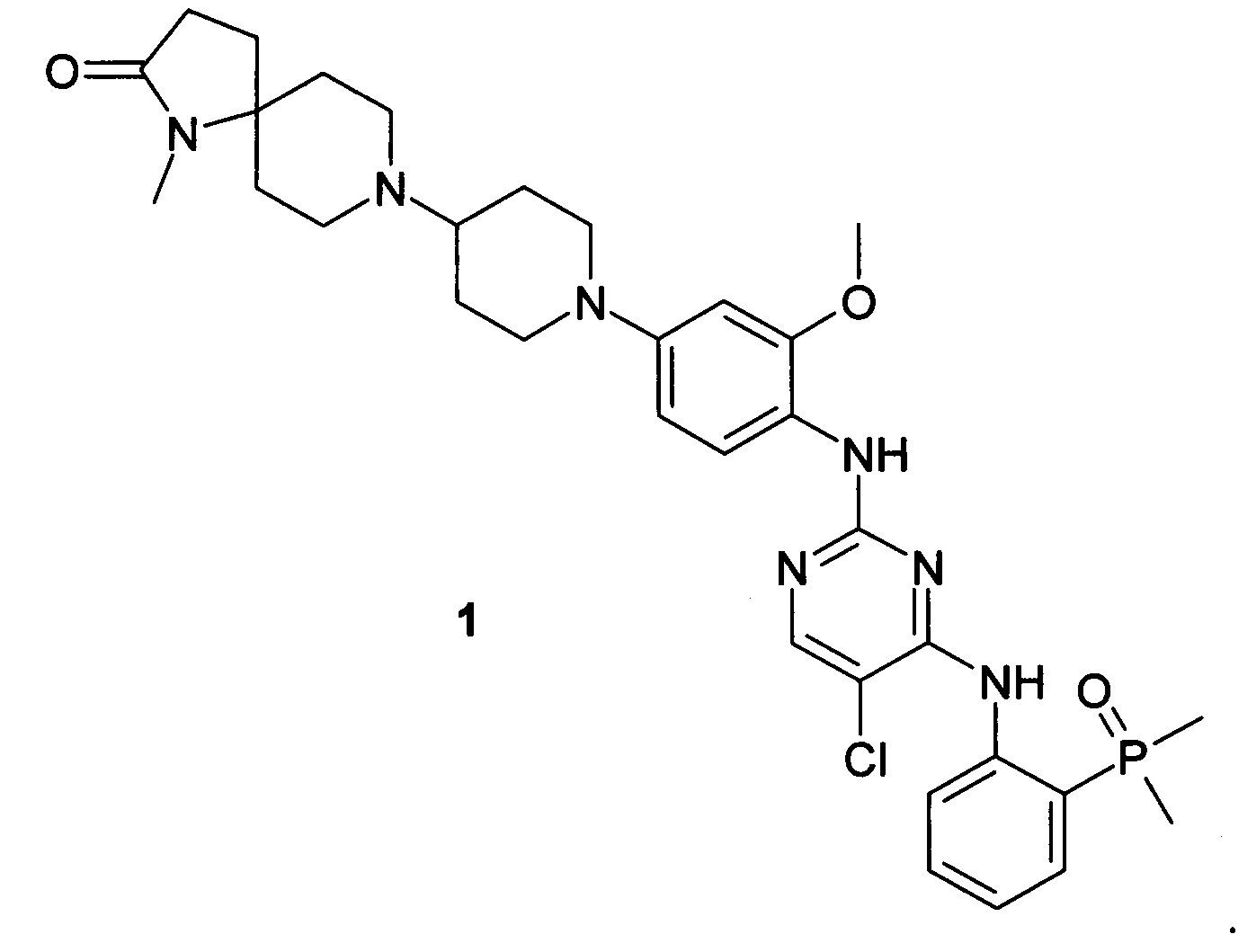 8-(1-{ 4-{ (5-Хлор-4-{ (2-(диметилфосфорил)фенил)амино} пиримидин-2-ил)амино)-3-метоксифенил} пиперидин-4-ил)-1-метил-1,8-диазаспиро(4.5)декан-2-он и его фармацевтически приемлемые соли в качестве модулятора ALK и EGER, предназначенные для лечения рака