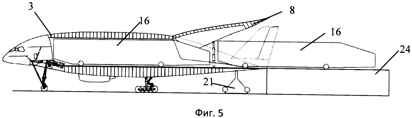 Грузовой самолёт интегральной схемы с неотклоняемой хвостовой рампой для погрузки и выгрузки крупногабаритного груза