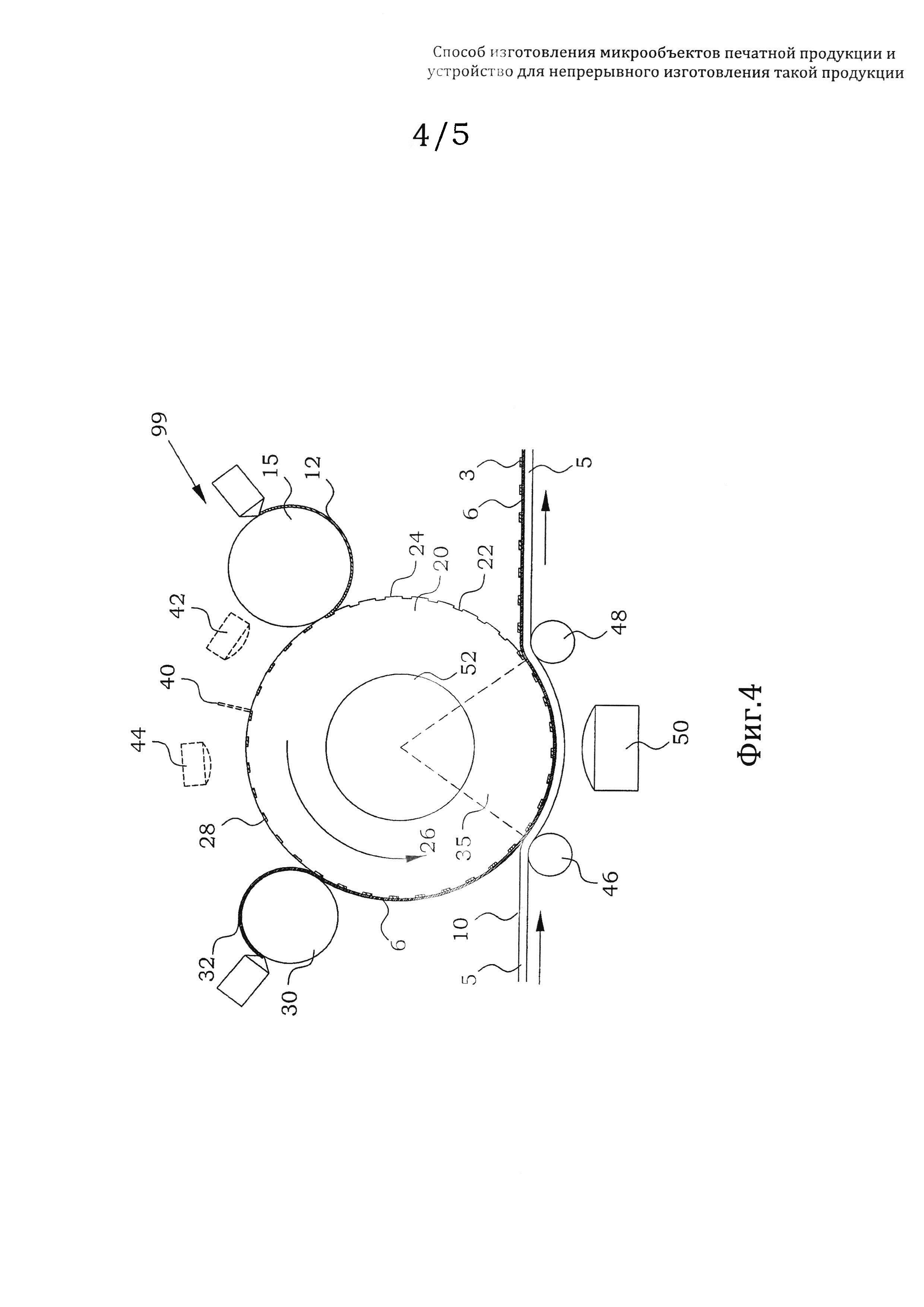 СПОСОБ ИЗГОТОВЛЕНИЯ МИКРООБЪЕКТОВ ПЕЧАТНОЙ ПРОДУКЦИИ И УСТРОЙСТВО ДЛЯ НЕПРЕРЫВНОГО ИЗГОТОВЛЕНИЯ ТАКОЙ ПРОДУКЦИИ