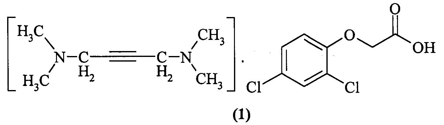 Соль N,N,N,N-тетраметил-2-бутин-1,4-диамина с 2,4-дихлорофеноксиацетатом, проявляющая гербицидную активность, и способ ее получения