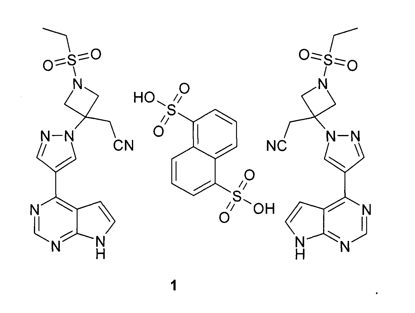 2-(3-(4-(7H-пирроло[2,3-d]пиримидин-4-ил)-1H-пиразол-1-ил)-1-(этилсульфонил)азетидин-3-ил)ацетонитрила геминафтилдисульфонат в качестве ингибитора Янус киназ