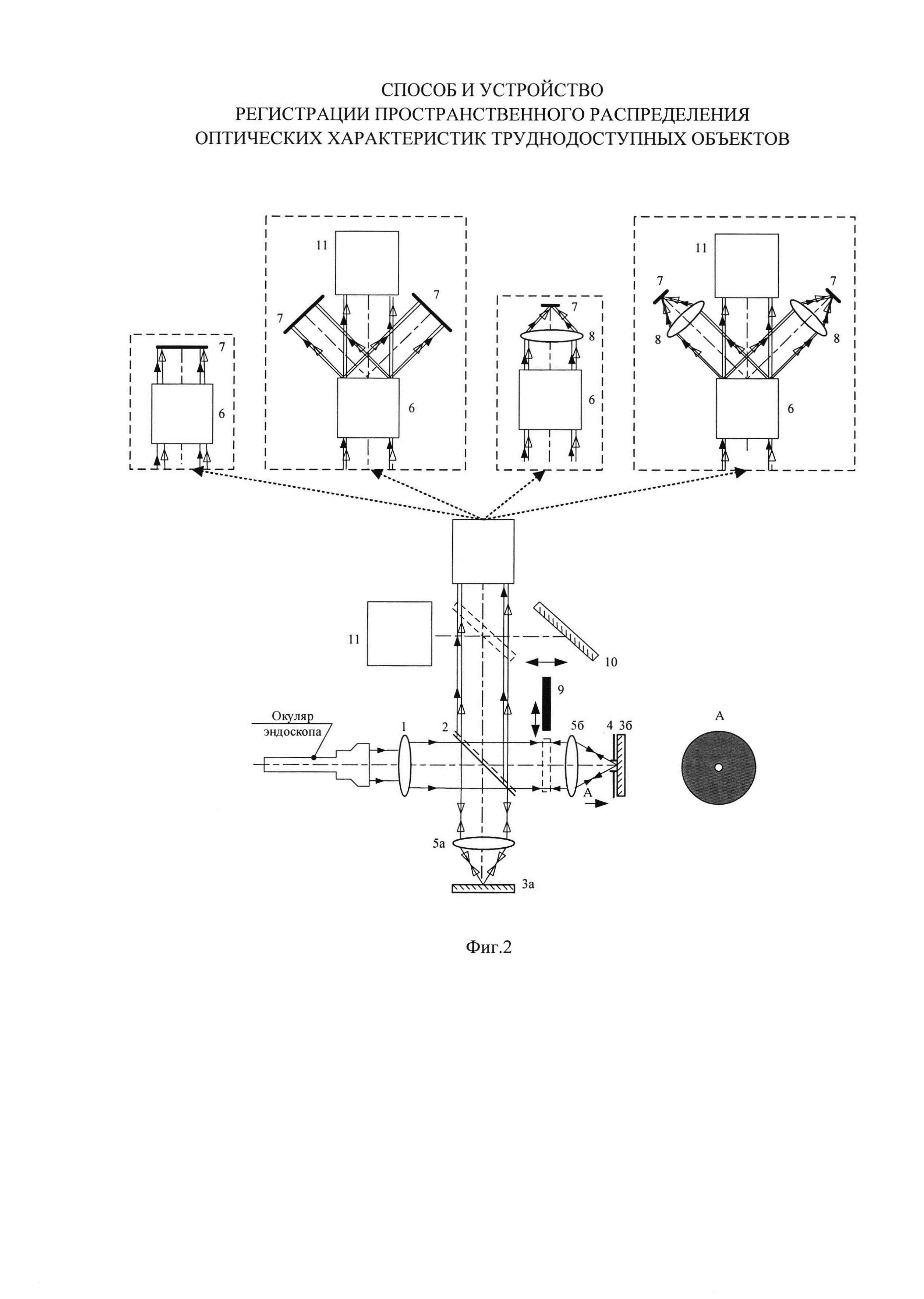 Способ и устройство регистрации пространственного распределения оптических характеристик труднодоступных объектов