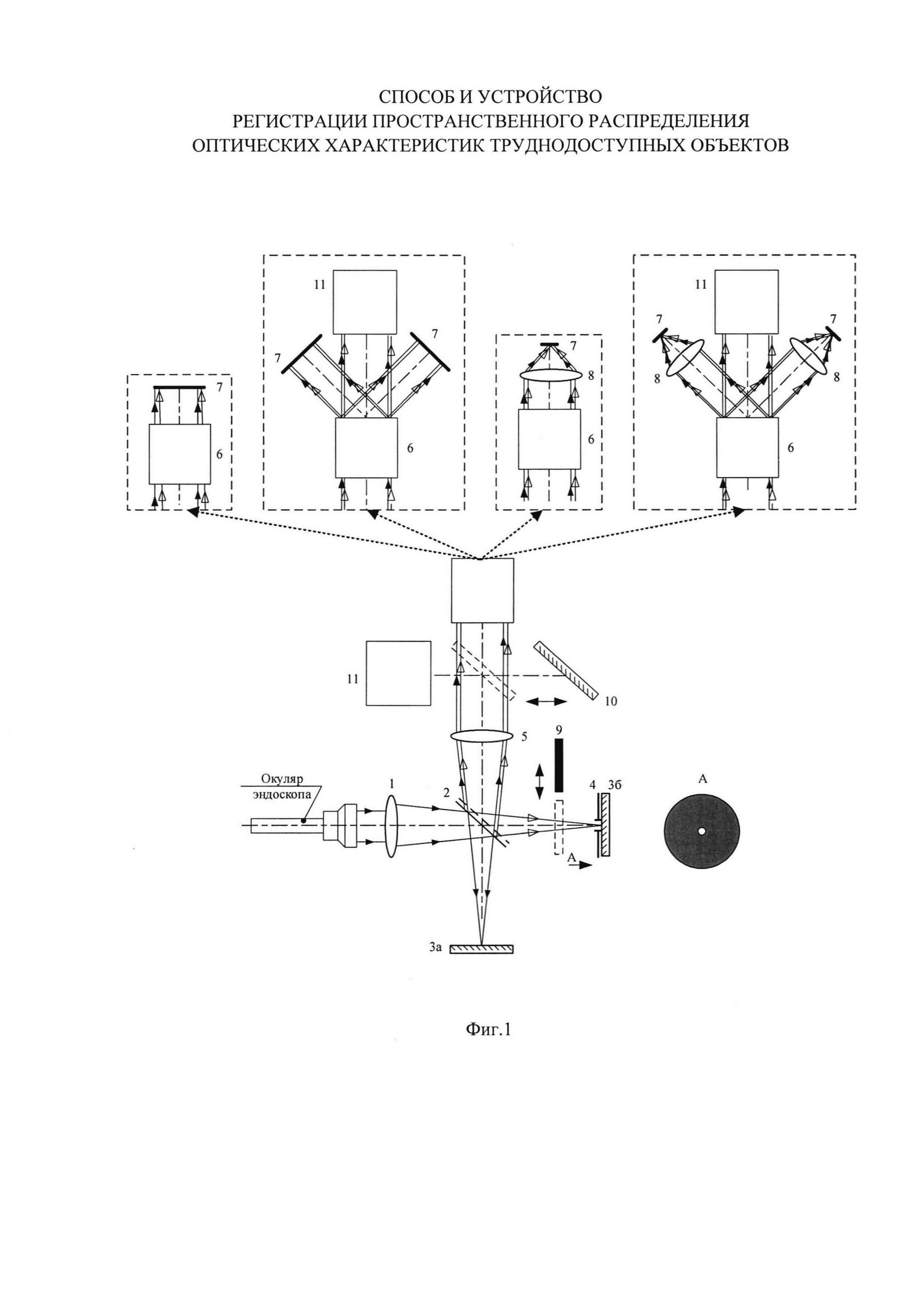 Способ и устройство регистрации пространственного распределения оптических характеристик труднодоступных объектов