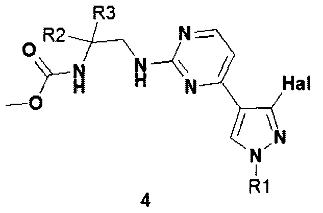 Замещенные метил (2-{ 4-[3-(3-метансульфониламино-2-фтор-5-хлор-фенил)-1Н-пиразол-4-ил]пиримидин-2-иламино} -этил)карбаматы, способ их получения и применения