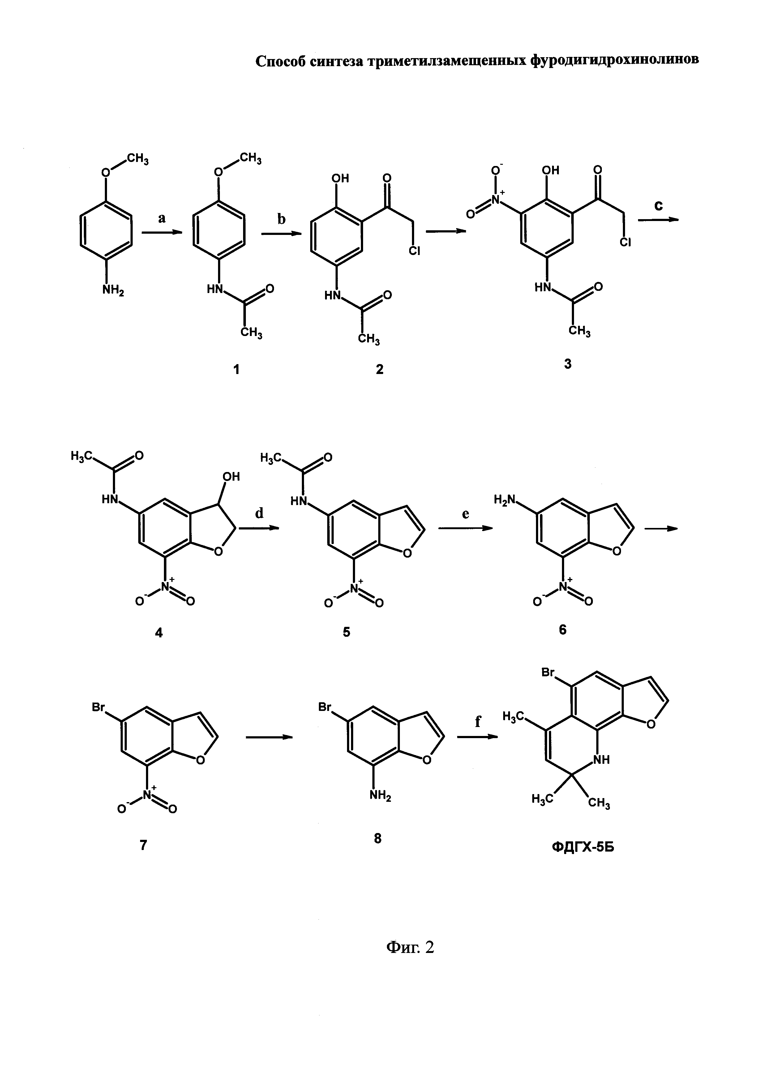 Способ синтеза триметилзамещенных фуродигидрохинолинов