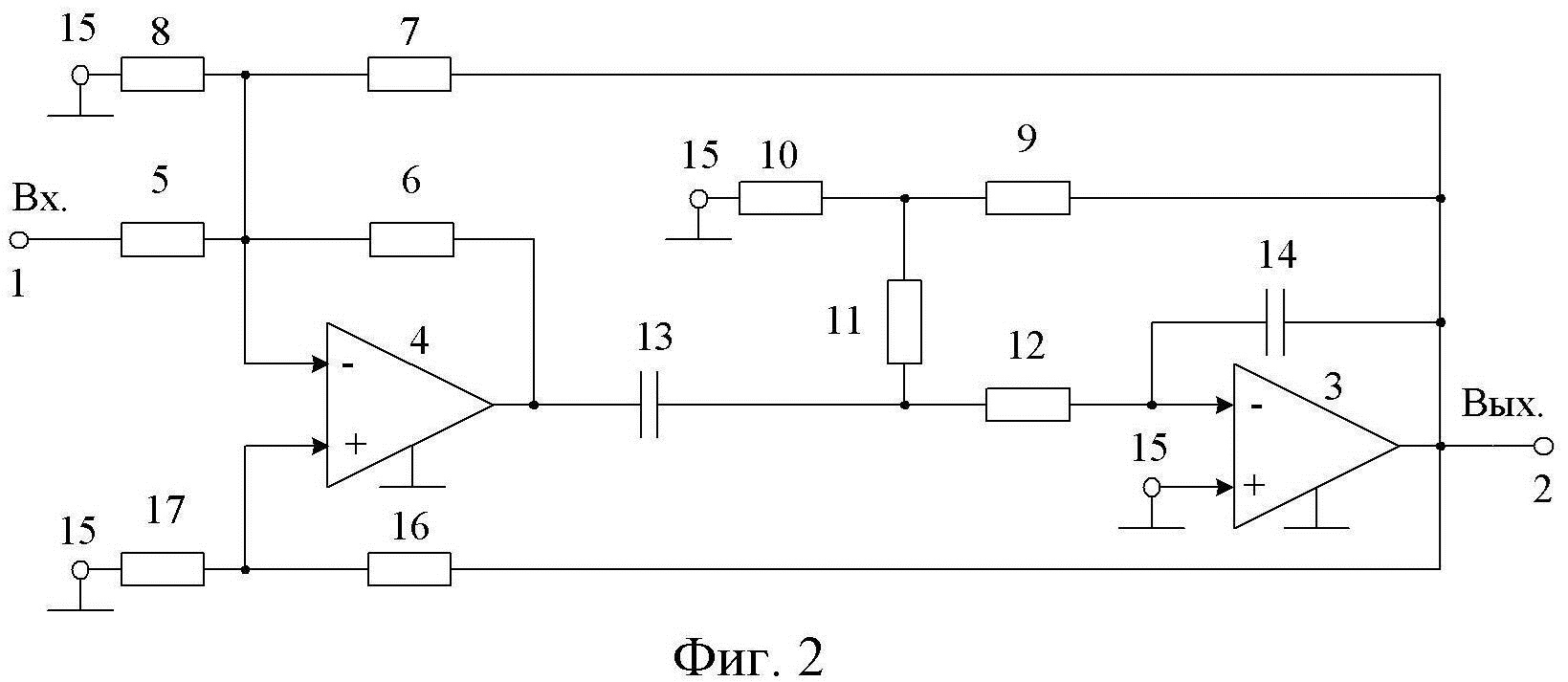 Полосовой фильтр на двух операционных усилителях с независимой подстройкой основных параметров