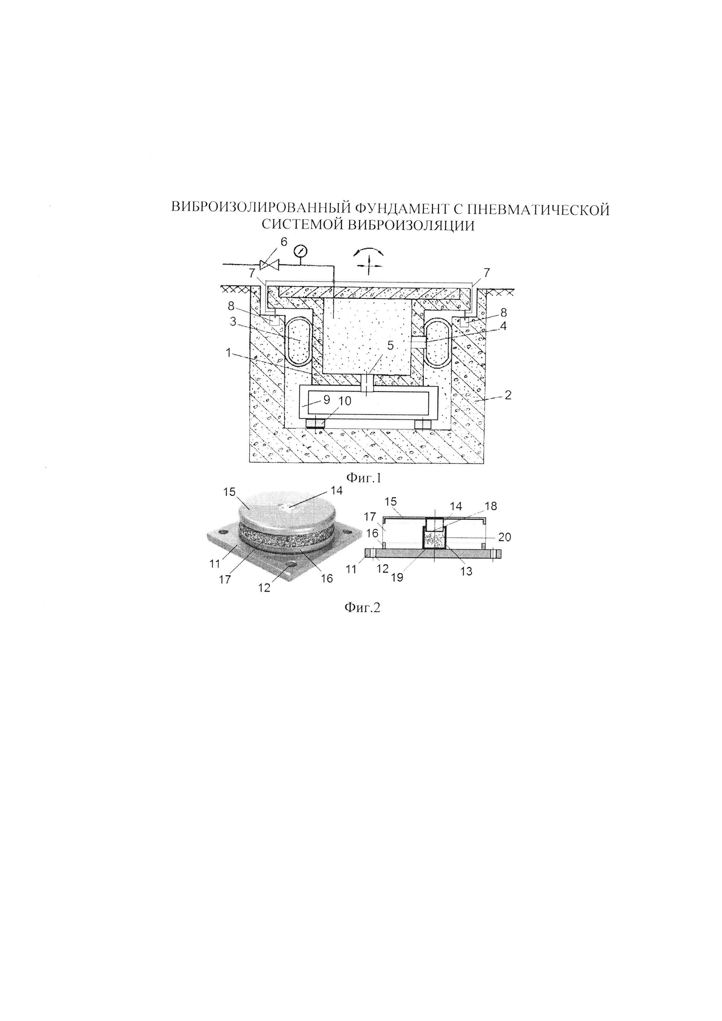 ВИБРОИЗОЛИРОВАННЫЙ ФУНДАМЕНТ С ПНЕВМАТИЧЕСКОЙ СИСТЕМОЙ ВИБРОИЗОЛЯЦИИ